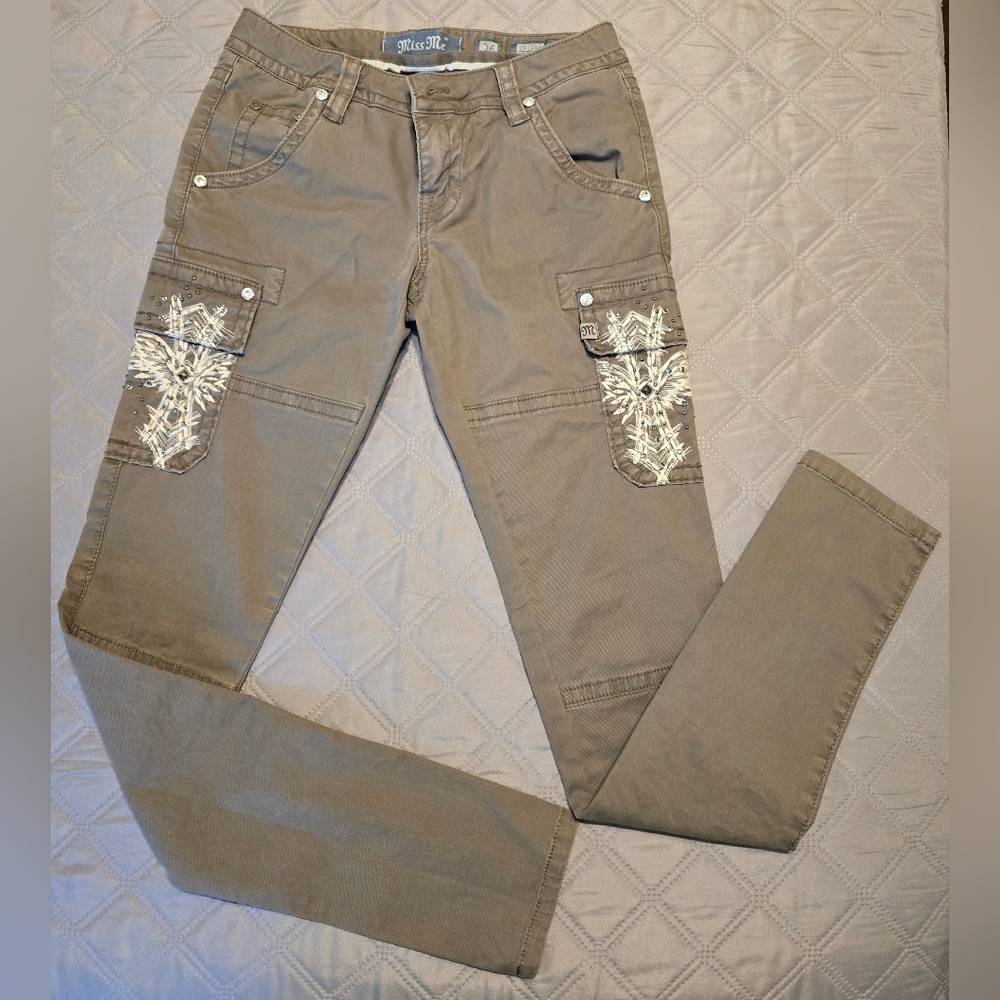 Miss Me Embelished Skinny Cargo Pants Size 26